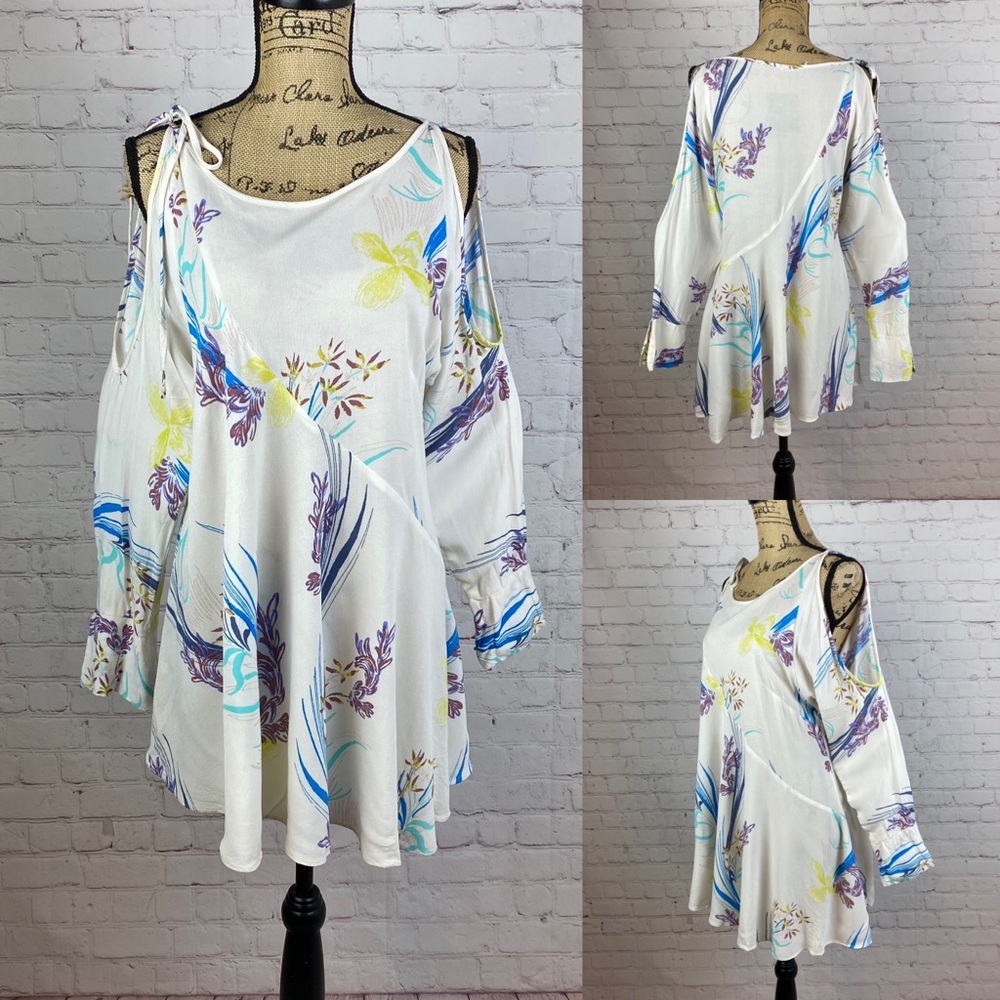 Free People Cold Shoulder Floral Flowy Dress